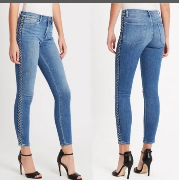 Frame Denim Le High Skinny Braided Leg Jeans sandbar size 32 - Picture 2 of 14